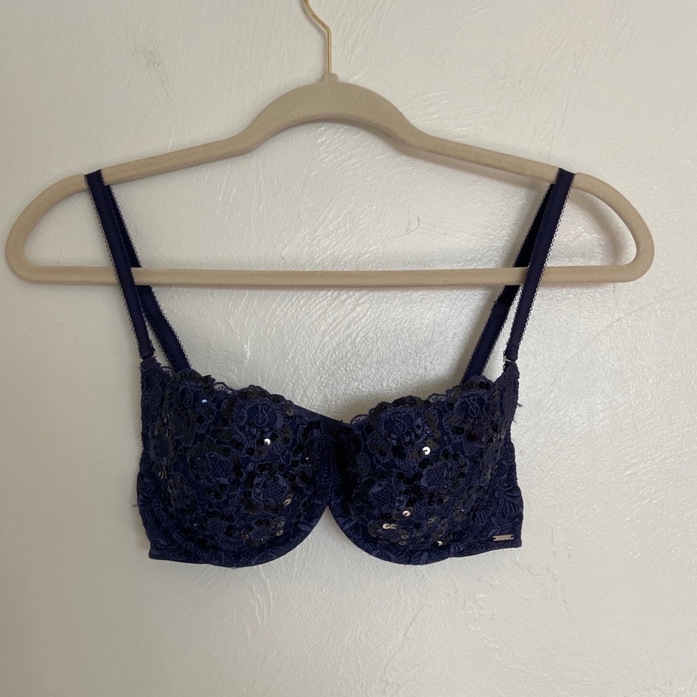 Victorias Secret Lace Sequin Miracle Balconet Bra